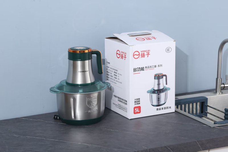 Električni mesomlinac s pritiskom za češnjak i mikserom za tijesto, kapacitet 5–10 l, nehrđajući čelik, 5-stupanjski podešavanje brzine, poluautomatni rad