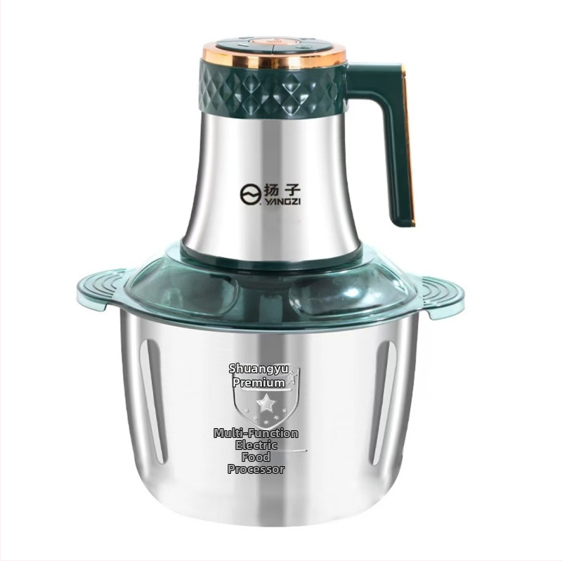 Elektrický mlynček na mäso s lisovačom cesnaku a miesičom cesta, kapacita 5–10 l, nerezová oceľ, 5-stupňové nastavenie rýchlosti, poloautomatický režim