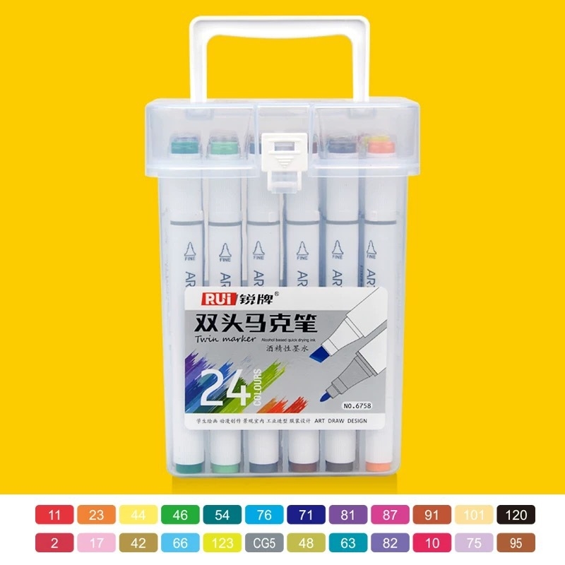 Rui 6758 marker s uljem, dvostruki vrh – set, serija animacijskih boja, za učenike i dječje crtanje