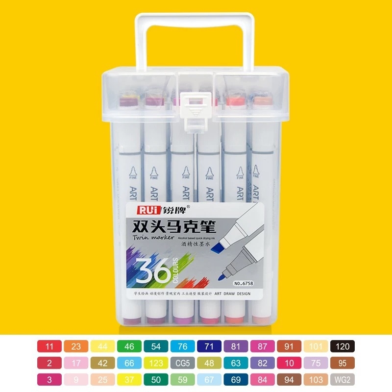 Rui 6758 marker s uljem, dvostruki vrh – set, serija animacijskih boja, za učenike i dječje crtanje