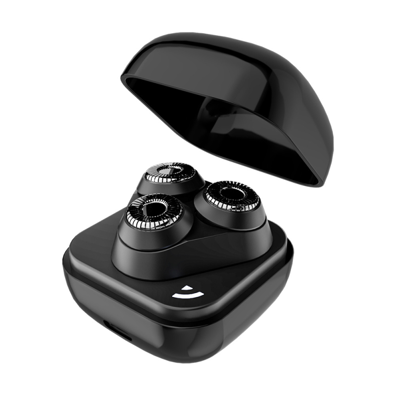 Električni brijač s rotirajućom glavom od 3 oštrice, IPX7 vodootporan, ugrađena baterija 300–500 mAh, 80 minuta rada, brushless motor