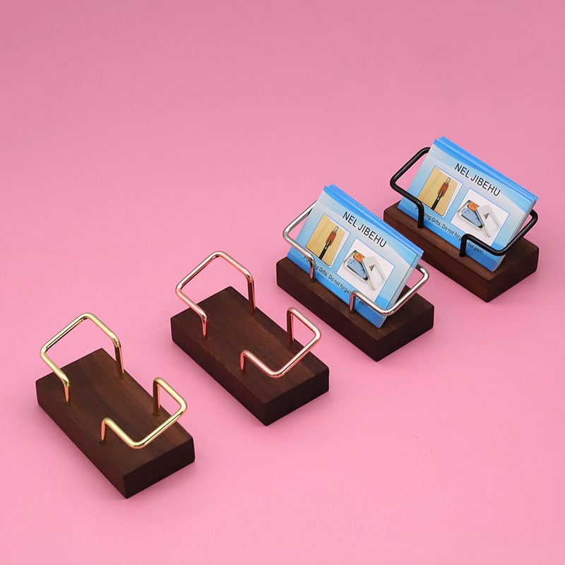 Bază de carduri din lemn cu spațiu pentru notițe, suport pentru carduri de vizită cu un singur strat, capacitate 1–80, imprimare logo disponibilă