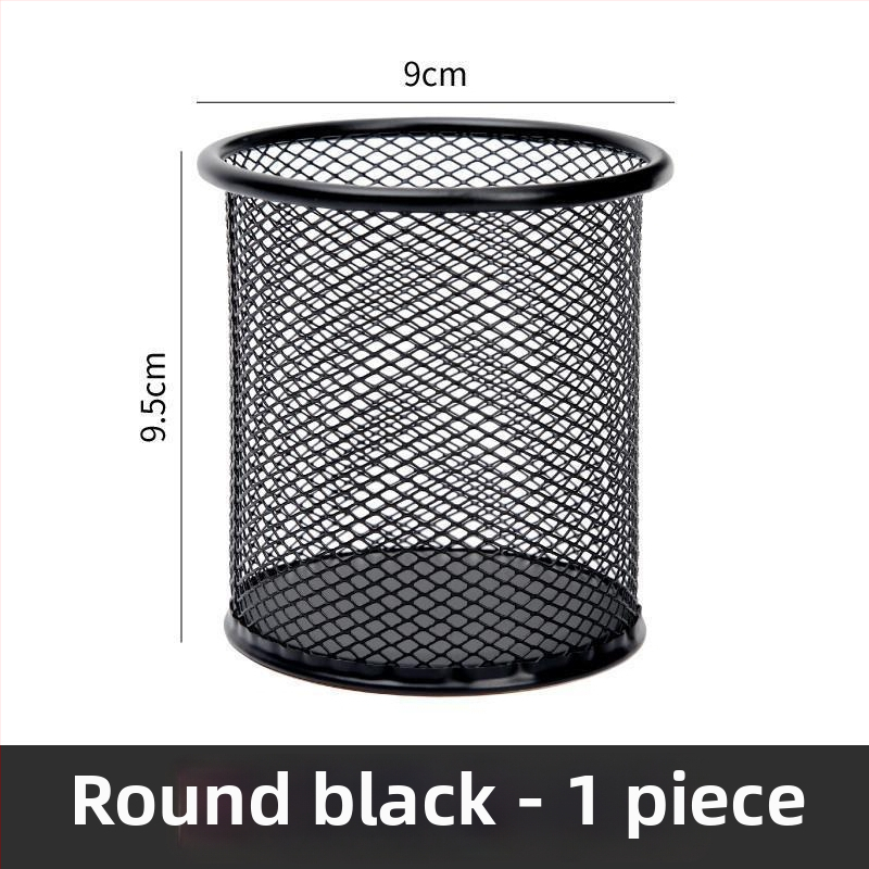 Suport pentru pixuri din plasă metalică, rotund, model yC3kmyLI, organizator de birou