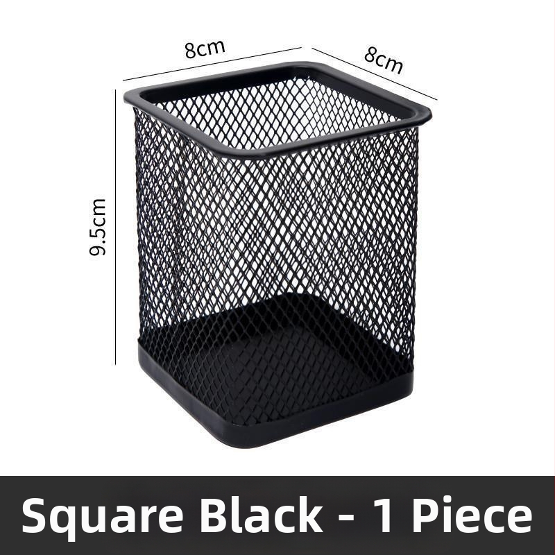 Suport pentru pixuri din plasă metalică, rotund, model yC3kmyLI, organizator de birou