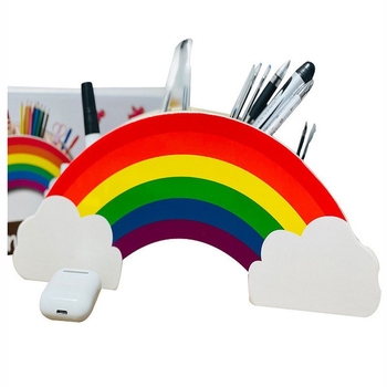 Sd-103 suport de pixuri din lemn cu curcubeu, formă semicirculară, logo tipărit OK, IP autorizare: Nu