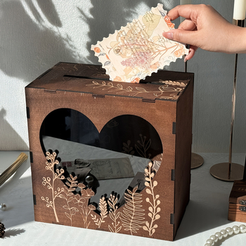 Drvena DIY svadbena kutija za kartice i poruke gostiju, skladištenje i registracija