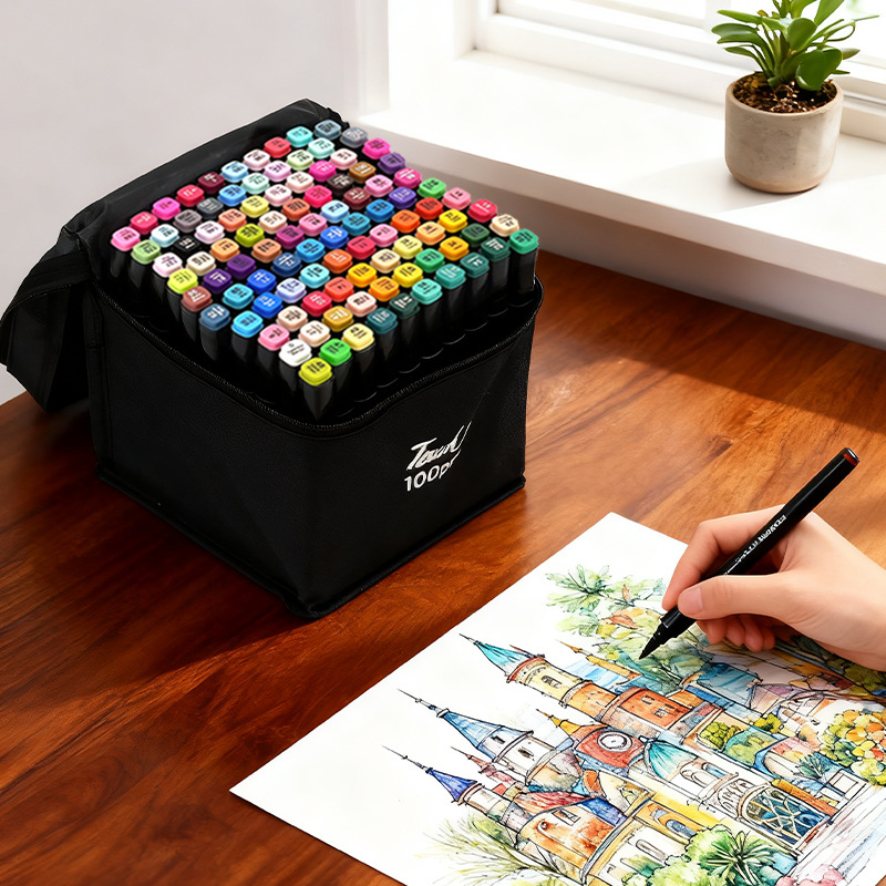 XIAIS Marker pe bază de ulei, set cu vârf fin 1 mm, vârf lat 6 mm și vârf lateral 2 mm; suportă etichetare cu logo personalizat; ambalaj de bază