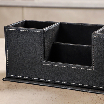 Suport pentru pixuri din piele cu compartimente, capacitate de 1 L, organizator de birou