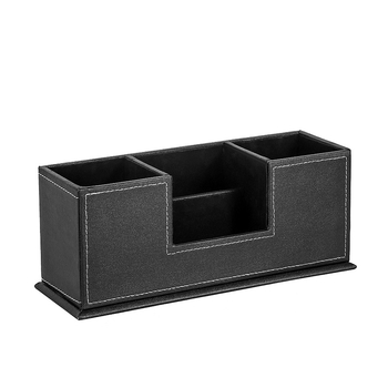 Suport pentru pixuri din piele cu compartimente, capacitate de 1 L, organizator de birou