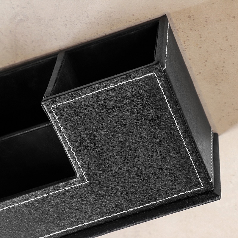 Suport pentru pixuri din piele cu compartimente, capacitate de 1 L, organizator de birou