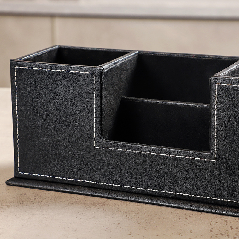 Suport pentru pixuri din piele cu compartimente, capacitate de 1 L, organizator de birou