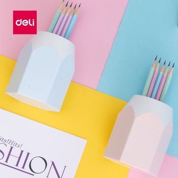 Deli 9145 Držač za olovke, plastični, okrugli, stolni organizator za make-up četke i ostale potrepštine