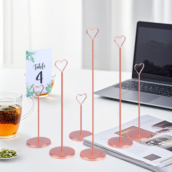 Suport metalic pentru carduri de așezare la nuntă, masă de bufet; design geometric cu un singur strat; capacitate 50 carduri; personalizare disponibilă