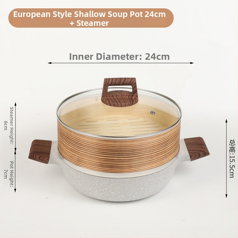 Sword dvojvrstvový hliníkový parník s skleneným viečkom, model 804, hĺbka 7 cm, nepriľnavý povrch