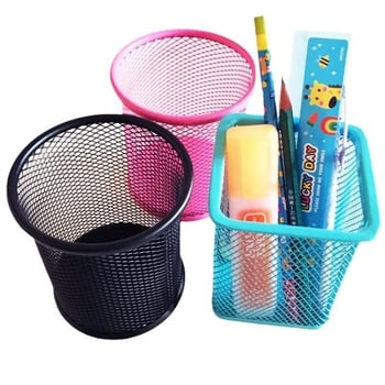 Suport rotund pentru pixuri din metal, model 001, personalizare disponibilă, gata de cadou