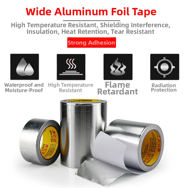 Yida vysokoteplotná hliníková fóliová páska na opravu netesností u digestora, tesnenie a vodeodolnosť, oprava ohrievača vody, základný materiál: hliník 999