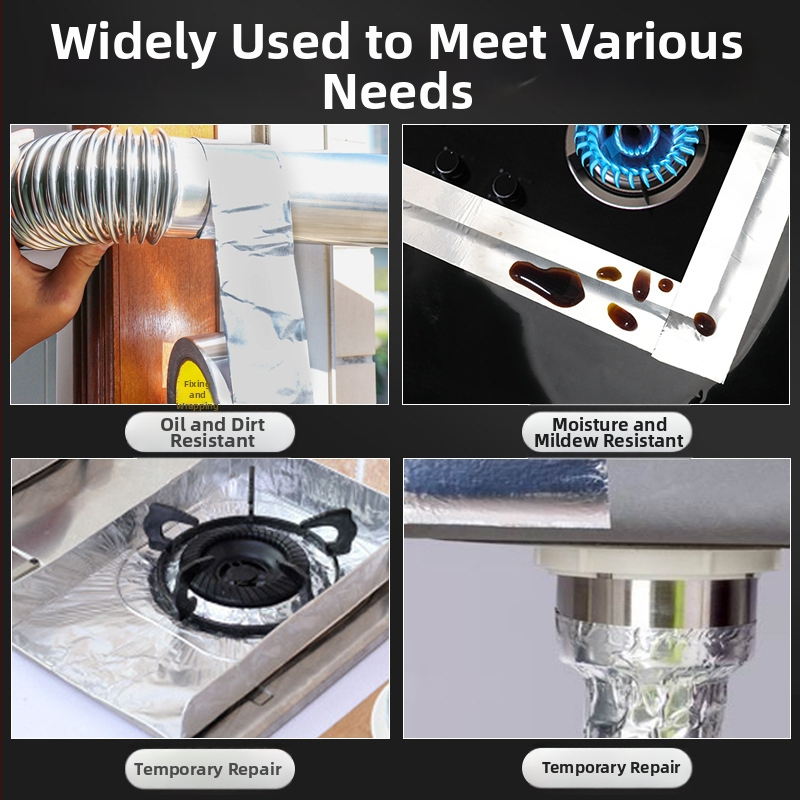 Yida vysokoteplotná hliníková fóliová páska na opravu netesností u digestora, tesnenie a vodeodolnosť, oprava ohrievača vody, základný materiál: hliník 999