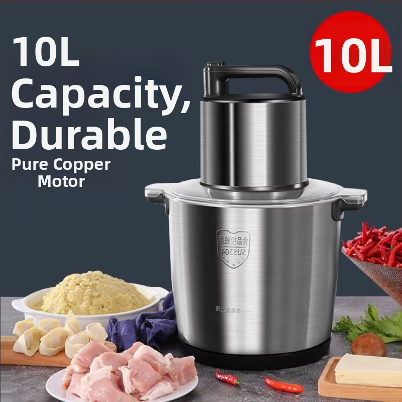 Domáca elektrická mlynka na mäso s veľkou kapacitou 5 L, 5 rýchlosťami, 40 000 RPM, nerezový pohár a telo, viacúčelový kuchynský procesor