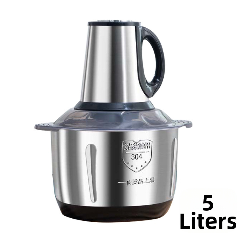 Domáca elektrická mlynka na mäso s veľkou kapacitou 5 L, 5 rýchlosťami, 40 000 RPM, nerezový pohár a telo, viacúčelový kuchynský procesor