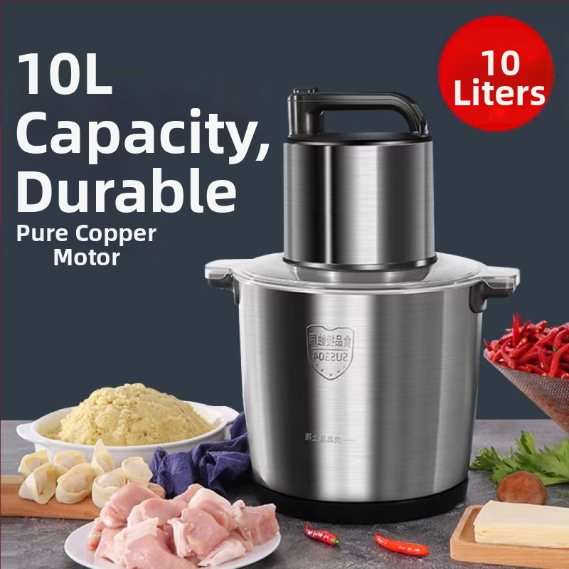 Domáca elektrická mlynka na mäso s veľkou kapacitou 5 L, 5 rýchlosťami, 40 000 RPM, nerezový pohár a telo, viacúčelový kuchynský procesor