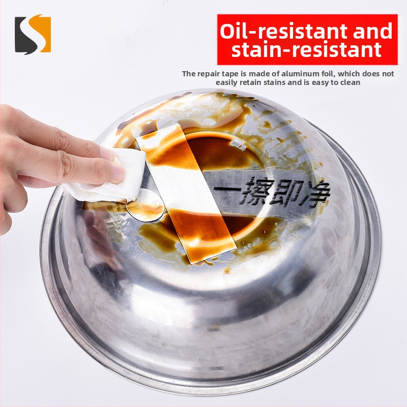 Kovová opravná páska na potrubia a spotrebiče – hliníková fóliová páska, hrúbka 0,1 mm, teplotná odolnosť: krátkodobá 130°C a dlhodobá -20°C až 120°C, vhodná na opravu netesností v potrubí chladničiek, klimatizácie a ohrievačov vody