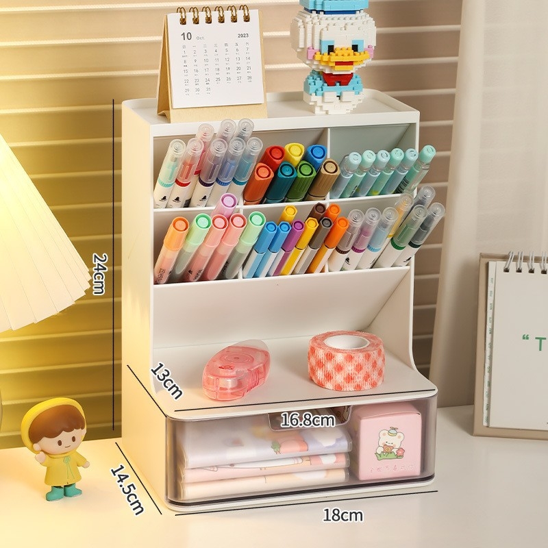 Držač olovke za učenike – stolni organizator s nagibnim dizajnom (plastika; bez logotipa; bez prilagodbe; bez IP dozvole; bez licenciranih marki)