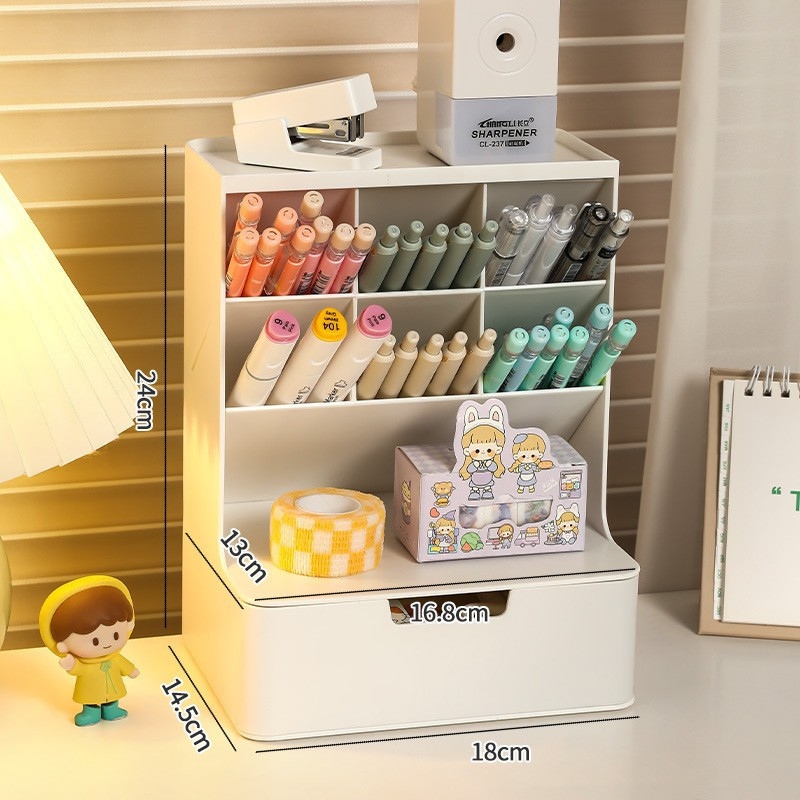 Držač olovke za učenike – stolni organizator s nagibnim dizajnom (plastika; bez logotipa; bez prilagodbe; bez IP dozvole; bez licenciranih marki)