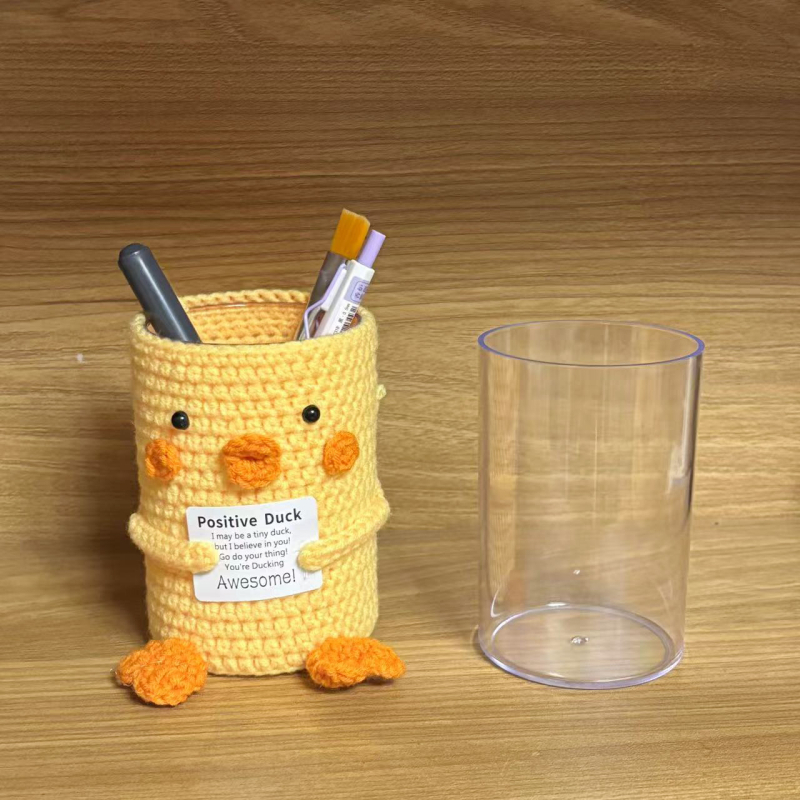 Suport pentru pixuri croșetat din lână, lucrat manual, formă rotundă, imprimare logo, procesare personalizată, cadou