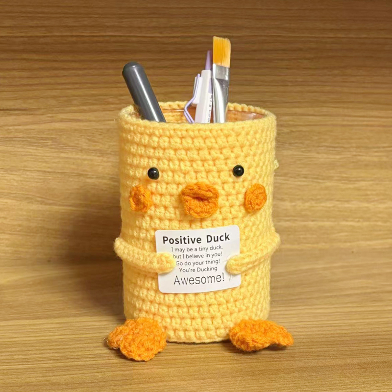 Suport pentru pixuri croșetat din lână, lucrat manual, formă rotundă, imprimare logo, procesare personalizată, cadou