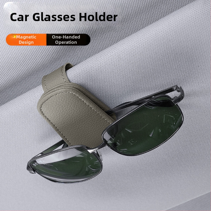 PU materiálový viacúčelový držiak kariet do auta s klipom na okuliare, držiakom na ID a lístok, vhodný pre slnečnú clonu auta