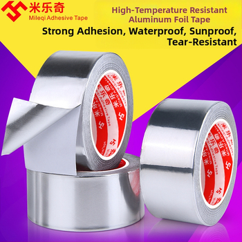 Ταινία από αλουμινόφυλλο για υψηλές θερμοκρασίες, αδιάβροχη μόνωση και αντι παρεμβολές, κατάλληλη για σωληνώσεις εξαγωγής φούρνου και θερμοσίφωνα; αντίσταση 60°C μακροπρόθεσμα, 300°C βραχυπρόθεσμα; υπόστρωμα: αλουμινόφυλλο