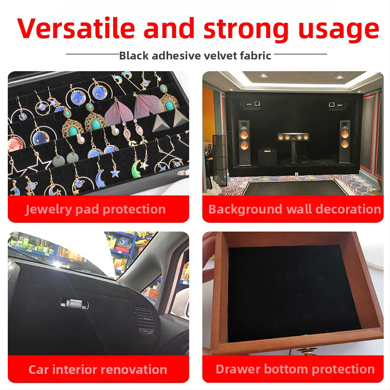 Flokovaná velúr páska, samolepiaca, vysoká viskozita, na výstelky šperkovníc, hodinkových škatú a darčekových balení