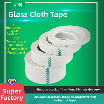 Üvegszövetszalag magas hőmérsékletű, egyoldalú önzáró szigetelőszalag, szilikon ragasztóval, 0,19–0,2 mm vastagság, 200–300°C hőmérséklet-tartomány, Class H motorok és transzformátor tekercs vezetékekhez
