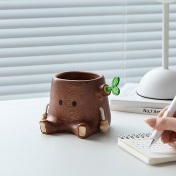 Suport pentru pixuri în formă de buturugă, design creativ pentru birou, decor de masă, formă rotundă, cod produs AL621097, imprimare logo personalizată, prelucrare personalizată