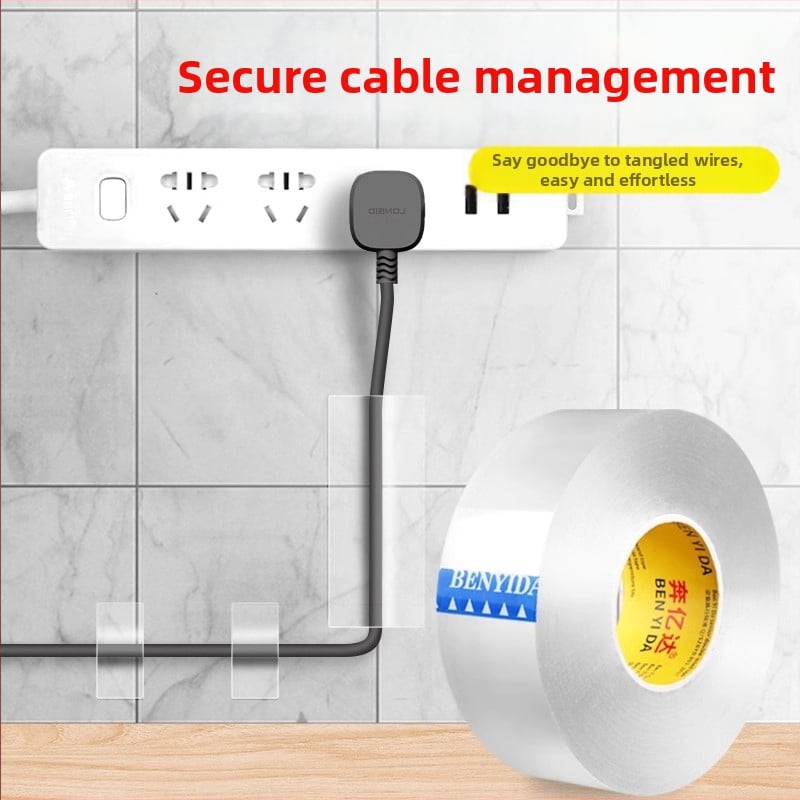 Yida Átlátszó nano egyoldalas kábelrögzítő szalag — erős tapadás, falra szerelhető
