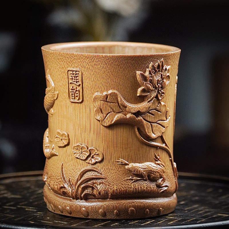 Bt001 Bambusov držač za olovke, okruglog oblika, skladištenje za čajnu ceremoniju