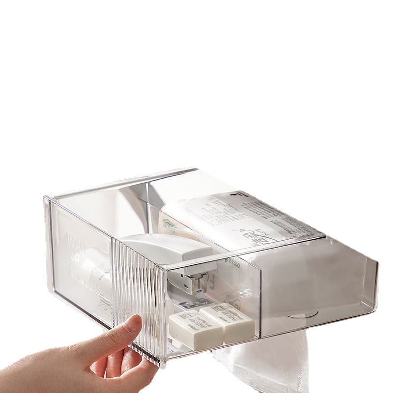 Kutija za maramice za stolni ured i organizator s pretincem za olovke ispod stola, PP/PET, 1.5L