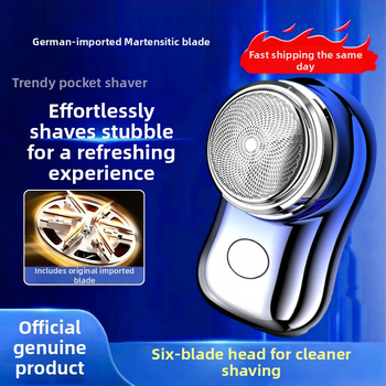 Elektrický holiaci strojček s rotujúcou hlavou, vstavaná batéria 500–800 mAh, 60 minút prevádzky, bezkartáčový motor, odnímateľná a umývateľná hlava