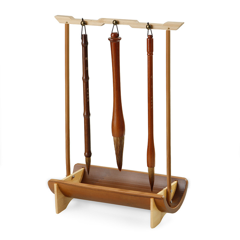 Držač za olovke i četkice od bambusa s karbon bazom, retro minimalistički dizajn