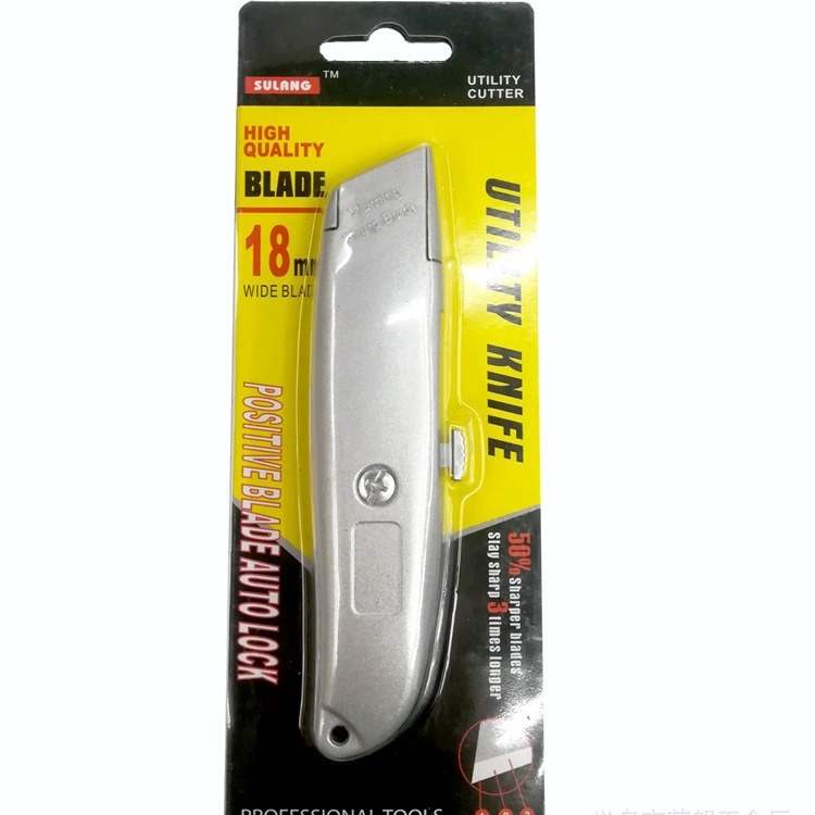 Nož za univerzalnu upotrebu od aluminijske legure, teški alat s trapezastom oštricom, model 020, oštrica 0.6×19×60 mm