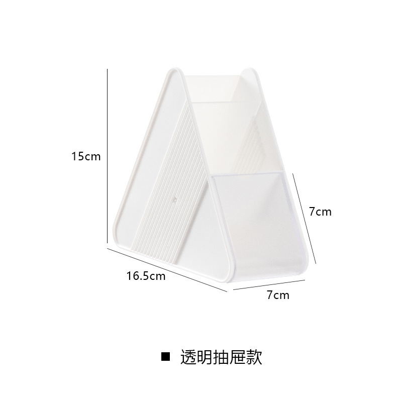 Držač olovke i stolni spremnik za skladištenje s ladicom, poklopom i pretincima – prozirni PET plast, kapacitet 1 L, moderni minimalistički uredski organizator