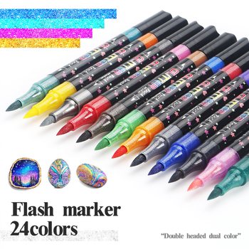 Dvostrani fluorescentski marker set s mekanim vrhovima za grafite i crtanje