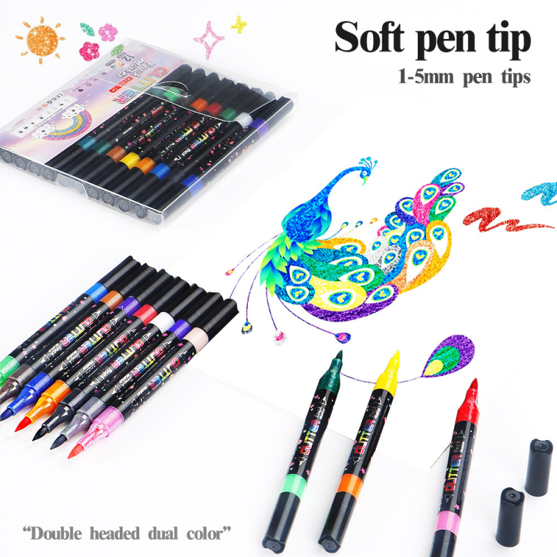 Dvostrani fluorescentski marker set s mekanim vrhovima za grafite i crtanje