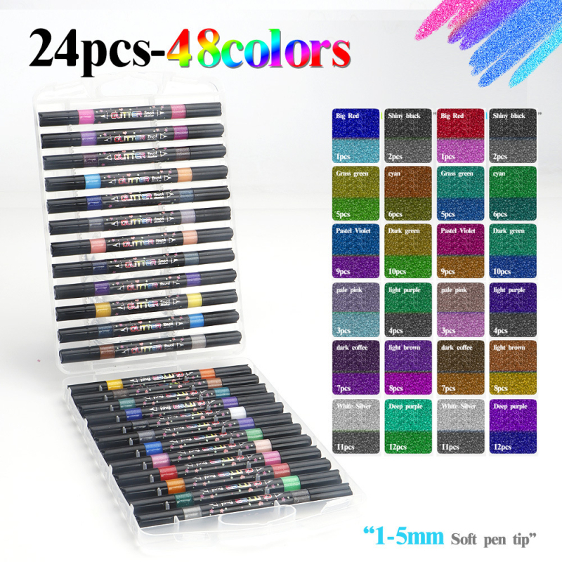 Dvostrani fluorescentski marker set s mekanim vrhovima za grafite i crtanje