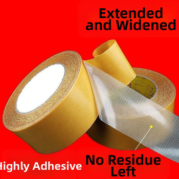 Dvojstranná lepiaca páska s textilnou základňou, priehľadná, vysoká viskozita, bez šmúh, s mriežkovanou štruktúrou, pre koberce a podložky