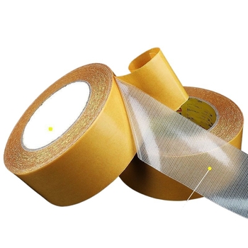 Ταινία διπλής όψης με βάση από ύφασμα, διαφανής, υψηλής ιξωδότητας, μη αφήνει λεκέδες, με πλέγμα, για χαλιά και πατάκια