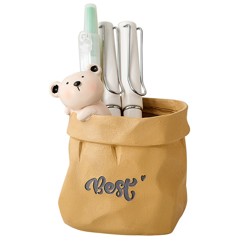 Držač olovaka u obliku medvijeda – dekorativni stolni ukras, od smole i željeza, Značka: To the Cabinet, Model SHCF1210081