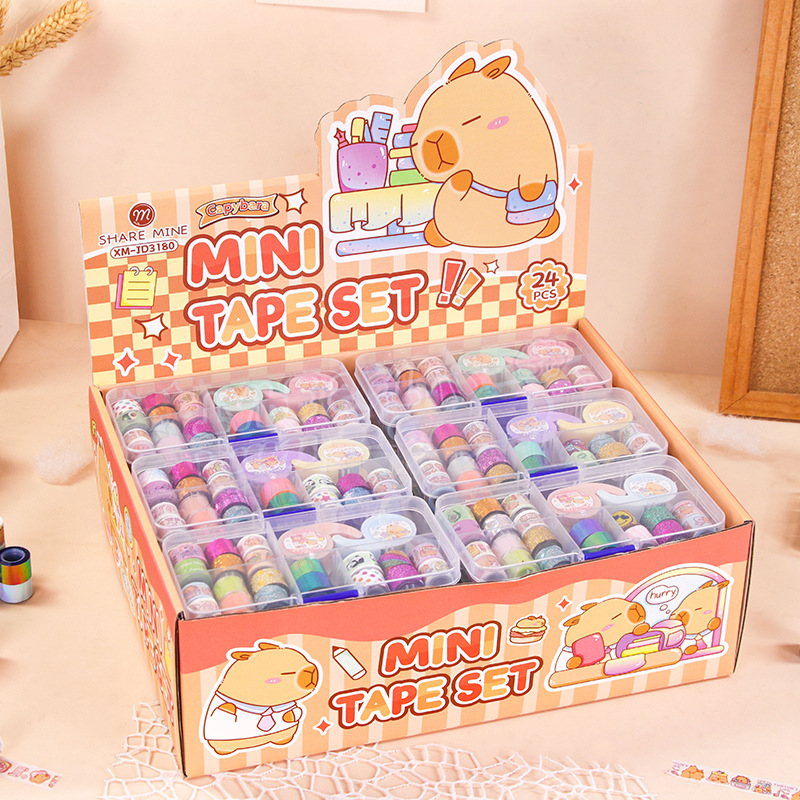 Set mini traka za bilježnice - Kreativne dječje crteže i papirnate trake, ručni držač i rezač, japanski papir, 56 g, sadrži razne mini trake, promjer osovine 1,5 cm, širina trake do 1,2 cm, za ukrašavanje bilježnica