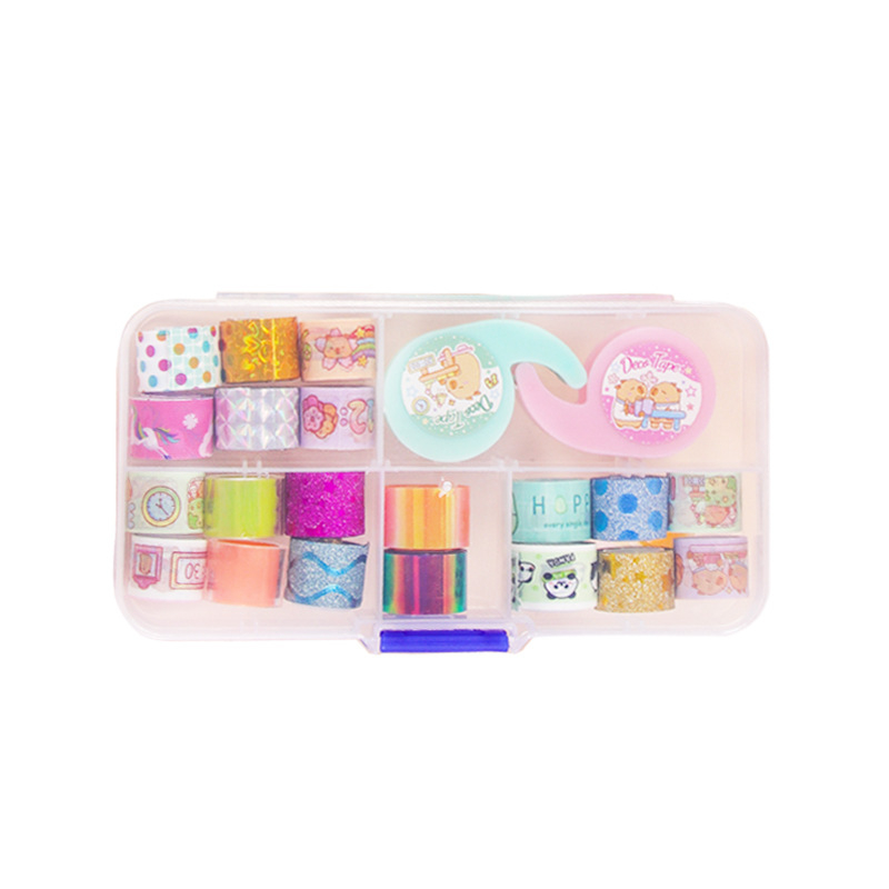 Set mini traka za bilježnice - Kreativne dječje crteže i papirnate trake, ručni držač i rezač, japanski papir, 56 g, sadrži razne mini trake, promjer osovine 1,5 cm, širina trake do 1,2 cm, za ukrašavanje bilježnica