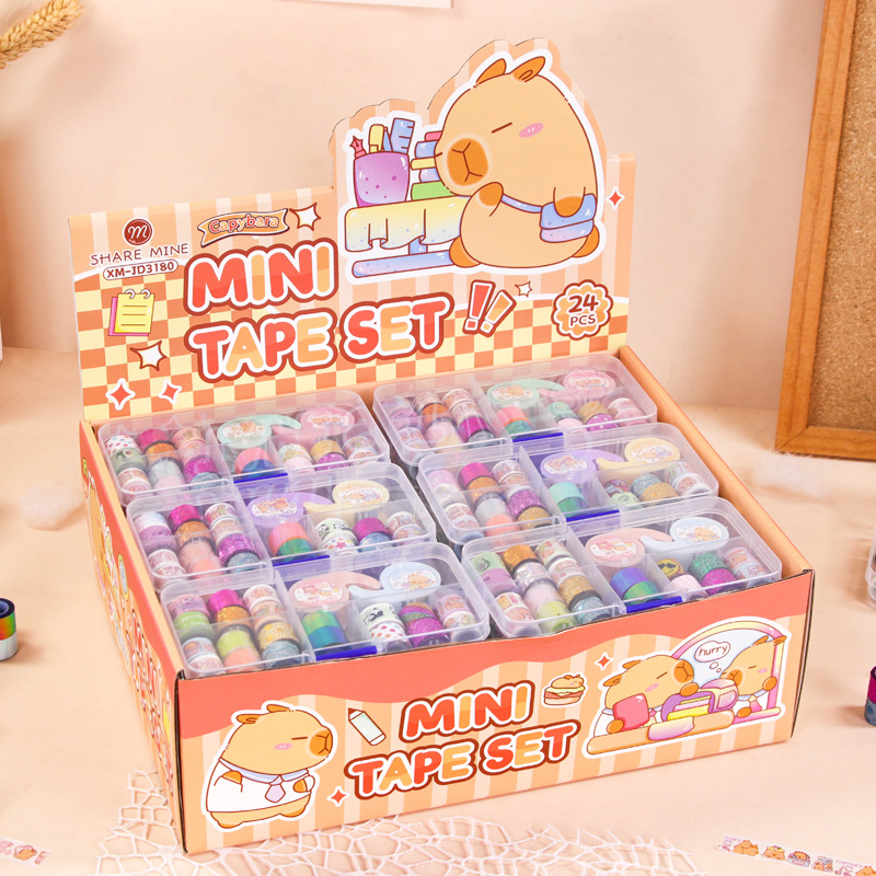 Set mini traka za bilježnice - Kreativne dječje crteže i papirnate trake, ručni držač i rezač, japanski papir, 56 g, sadrži razne mini trake, promjer osovine 1,5 cm, širina trake do 1,2 cm, za ukrašavanje bilježnica